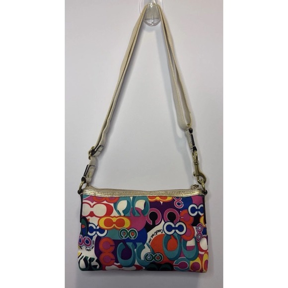 Coach Poppy Graffiti Glam Signature C Crossbody Bag Shoulder Handbag VTG Y2K - Picture 5 of 10